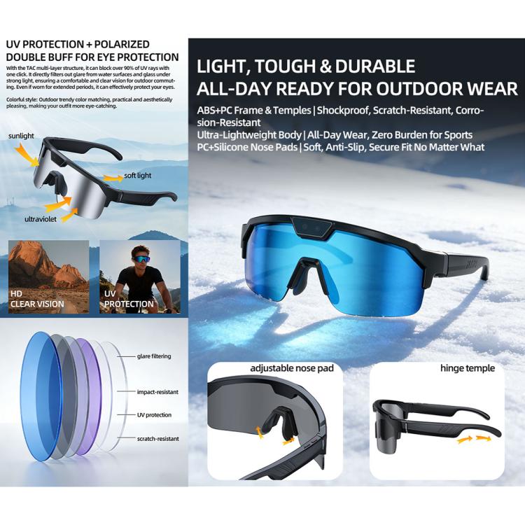 Q01 Outdoor Cycling Smart AI Sports Glasses 8MP Camera