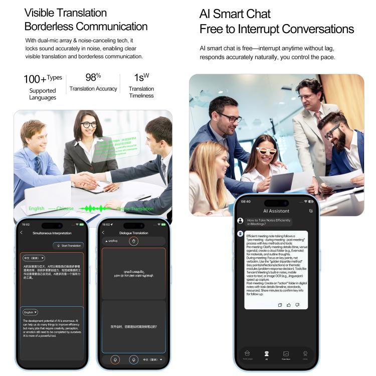 W611Pro Smart AI Glasses 8MP Camera, WIFI, AI Translation