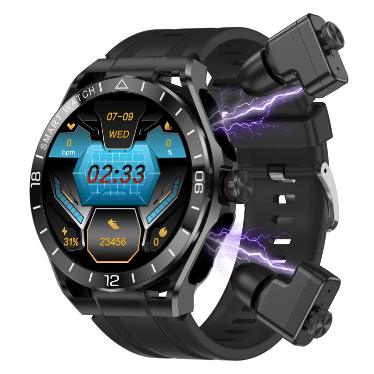 T95E 1.52-inch Display 2-in-1 Smart Sports Watch TWS Bluetooth Earphones Black
