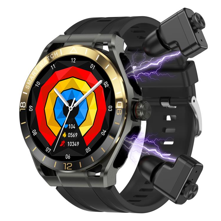 T95E 1.52-inch Display 2-in-1 Smart Sports Watch TWS Bluetooth Earphones Black Gold