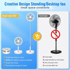 F9 Upgrade Folding Adjustable Height Desktop Electric Fan 8000mAh Battery – Durable Build, Easy to Use