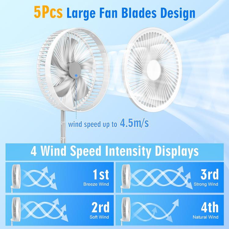 F9 Upgrade Folding Adjustable Height Desktop Electric Fan 8000mAh Battery – Durable Build, Easy to Use