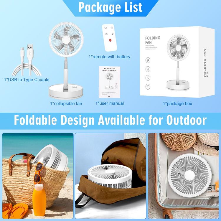 F9 Upgrade Folding Adjustable Height Desktop Electric Fan 8000mAh Battery – Durable Build, Easy to Use
