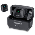 FEELWORLD LM1 Wireless Lavalier Microphone for Phone Computer Camera, 2TX + 1RX + Charging Case Black