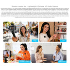 FEELWORLD LM1 Wireless Lavalier Microphone for Phone Computer Camera, 2TX + 1RX + Charging Case