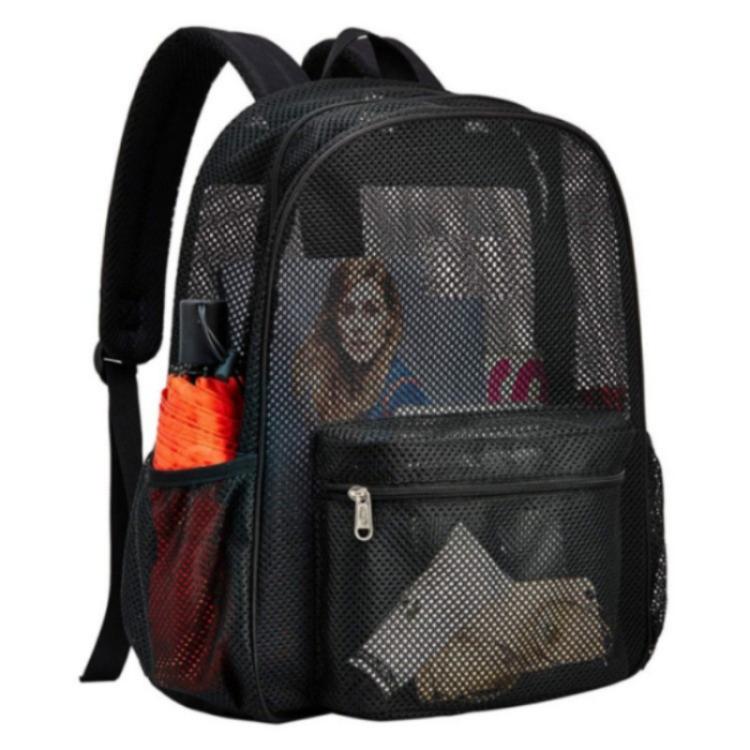 High-Load-Bearing Mesh Beach Double-Shoulder Backpack Black