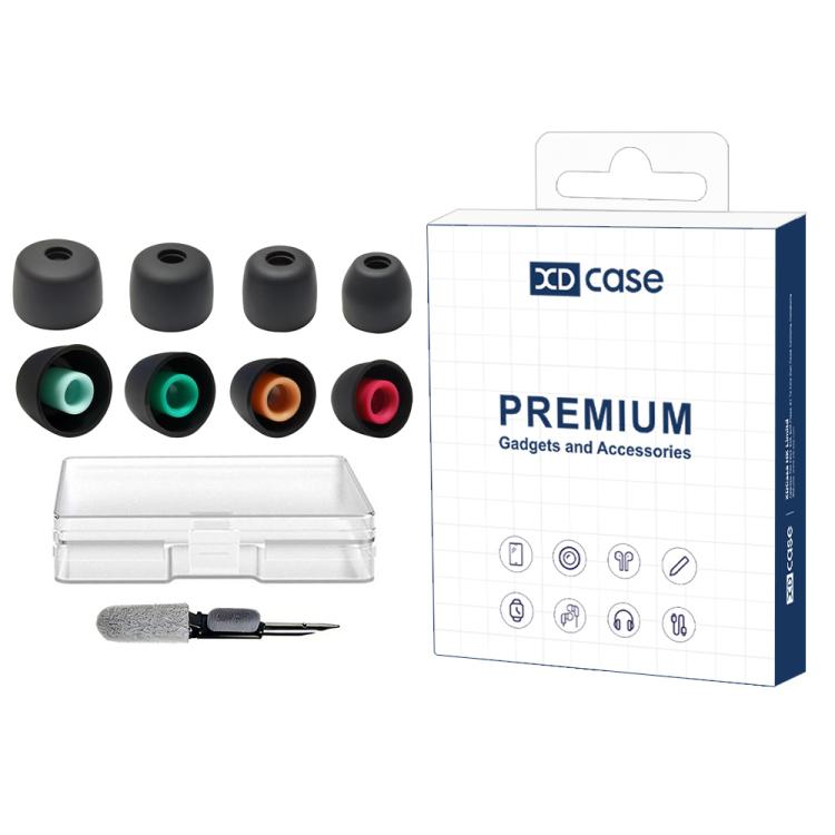 XDcase 4 Pairs Replacement Silicone Ear Tips Kit, XS/S/M/L Size, Cleaning Brush Color Random, 4 Pairs – Durable Build, Easy to Use 4 Pairs Black
