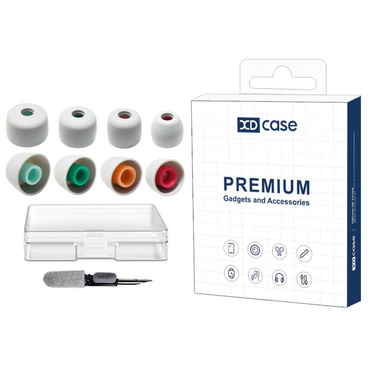 XDcase 4 Pairs Replacement Silicone Ear Tips Kit, XS/S/M/L Size, Cleaning Brush Color Random, 4 Pairs – Durable Build, Easy to Use 4 Pairs White
