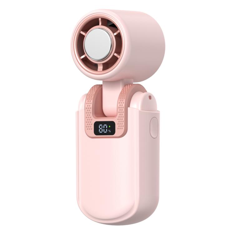 HX-F386 Mini Folding High Speed Cooling Fan with Digital Display Pink