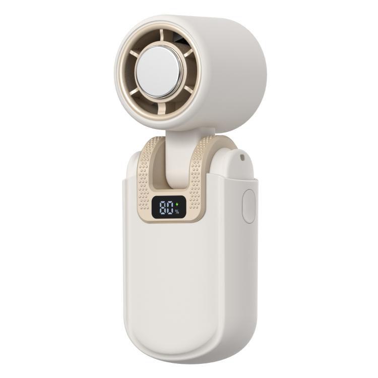 HX-F386 Mini Folding High Speed Cooling Fan with Digital Display – Durable Build, Easy to Use Beige