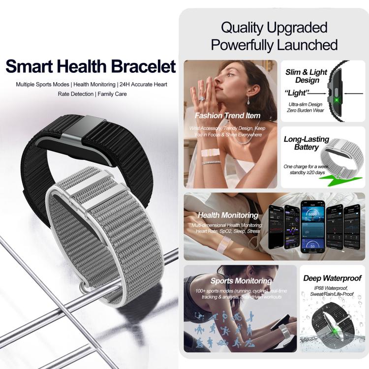 S01 Screenless Fitness Tracker Health Band, 24-Hour Precise Heart Rate Monitoring, Multiple Sports Modes, IP68 Waterproof, Sleep Monitor – Waterproof, Magnetic