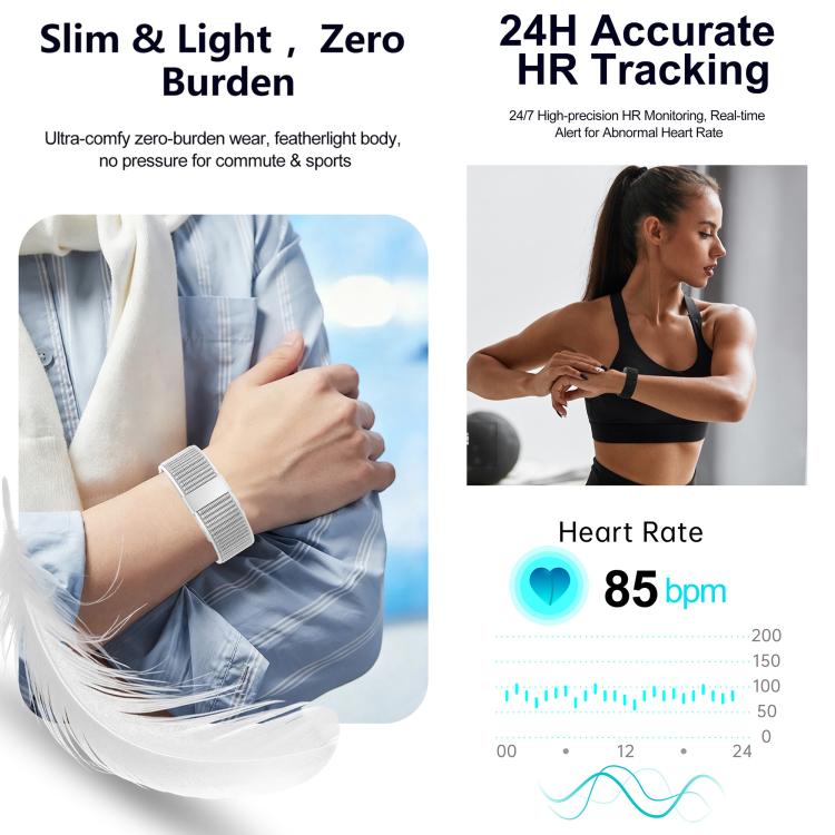 S01 Screenless Fitness Tracker Health Band, 24-Hour Precise Heart Rate Monitoring, Multiple Sports Modes, IP68 Waterproof, Sleep Monitor – Waterproof, Magnetic