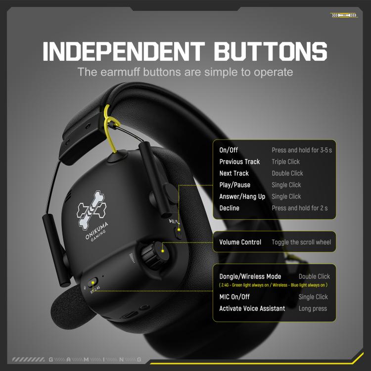 ONIKUMA GT888 Four-mode Bluetooth 2.4G Wired / Wireless Gaming Headset, GT888 – Bluetooth