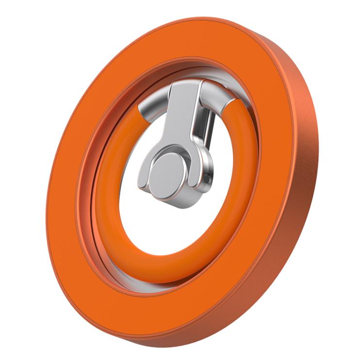 Multi-Functional 360 Degree Rotation Ring Buckle Magnetic Phone Holder with Silicone Ring Guard Orange
