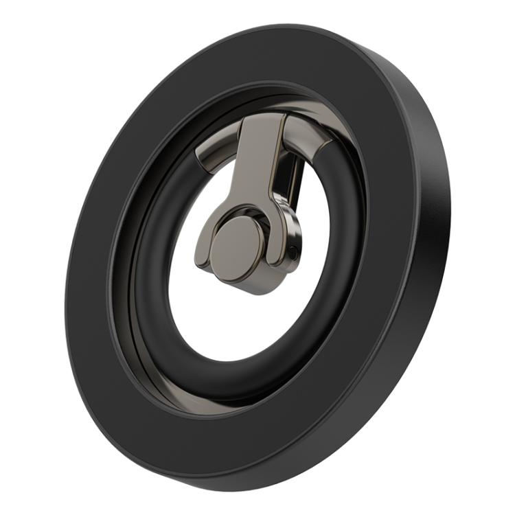 Multi-Functional 360 Degree Rotation Ring Buckle Magnetic Phone Holder with Silicone Ring Guard – Wear-resistant, Magnetic, Aluminum Alloy Black