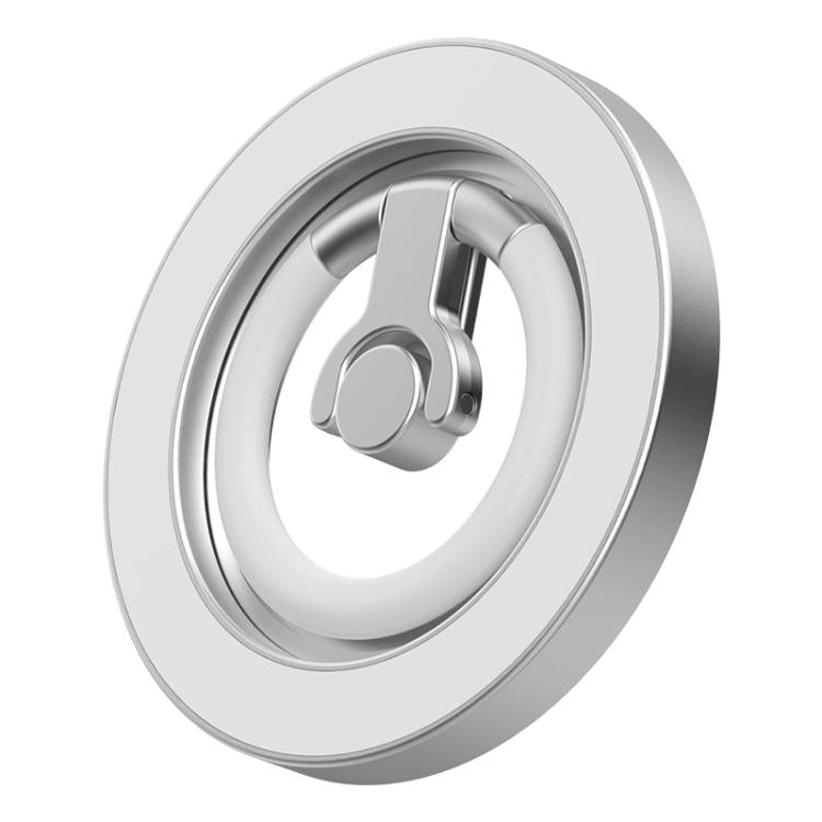 Multi-Functional 360 Degree Rotation Ring Buckle Magnetic Phone Holder with Silicone Ring Guard – Wear-resistant, Magnetic, Aluminum Alloy Silver