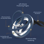 Multi-Functional 360 Degree Rotation Ring Buckle Magnetic Phone Holder with Silicone Ring Guard