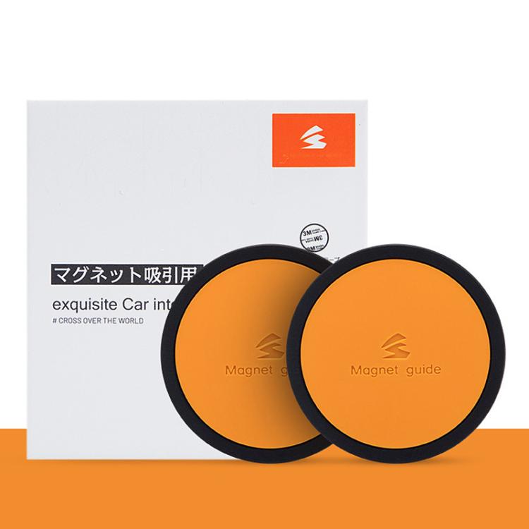 2pcs / Set Car Phone Holder Mount 40mm Round Silicone Magnet Guide Sheet – Durable Build, Easy to Use Orange