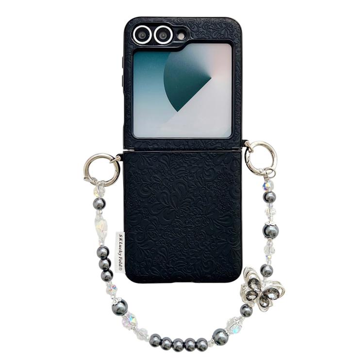 Lucky Cloud Pattern Side Buckle PC Phone Case with Butterfly Chain, For Samsung Galaxy Z Flip6 5G / Flip7 FE, For Samsung Galaxy Z Flip7 5G, For Samsung Galaxy Z Flip5 5G For Samsung Galaxy Z Flip6 5G Flip7 FE Black