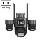 ICSee Triple-Lens 3MP Wireless WiFi Security Camera, Three-Screen Panoramic PTZ IP Camera with Full-Color Night Vision, US Plug, EU Plug US Plug