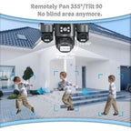 ICSee Triple-Lens 3MP Wireless WiFi Security Camera, Three-Screen Panoramic PTZ IP Camera with Full-Color Night Vision, US Plug, EU Plug