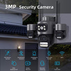 ICSee Triple-Lens 3MP Wireless WiFi Security Camera, Three-Screen Panoramic PTZ IP Camera with Full-Color Night Vision, US Plug, EU Plug