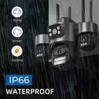 ICSee Triple-Lens 3MP Wireless WiFi Security Camera, Three-Screen Panoramic PTZ IP Camera with Full-Color Night Vision, US Plug, EU Plug