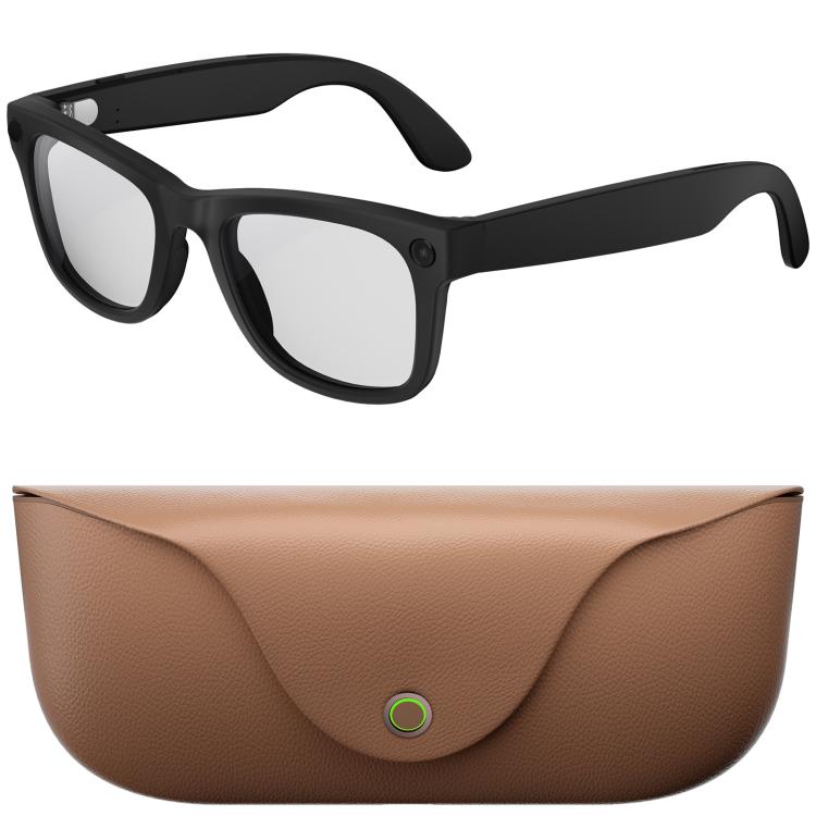 MT5 Ultra Smart AI Glasses with 8MP HD Camera, Video Recording WiFi Transmission Al Smart Voice Assistant, Sunglasses, Anti Blue Light Lens – Waterproof, Touch Control Anti Blue Light Lens Brown Charge Case