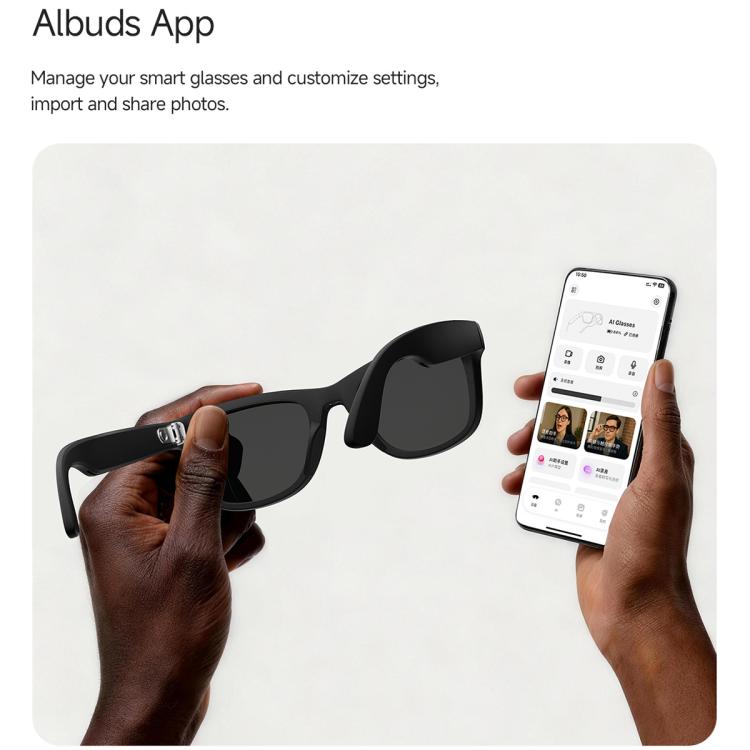 MT5 Ultra Smart AI Glasses with 8MP HD Camera, Video Recording WiFi Transmission Al Smart Voice Assistant, Sunglasses, Anti Blue Light Lens