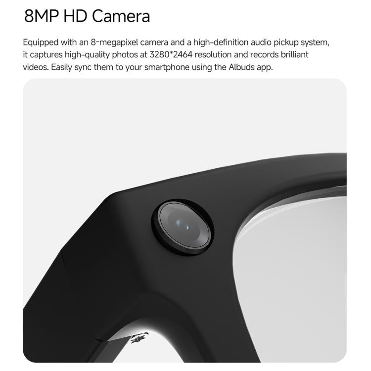 MT5 Ultra Smart AI Glasses with 8MP HD Camera, Video Recording WiFi Transmission Al Smart Voice Assistant, Sunglasses, Anti Blue Light Lens