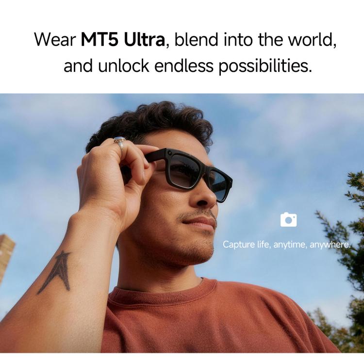 MT5 Ultra Smart AI Glasses with 8MP HD Camera, Video Recording WiFi Transmission Al Smart Voice Assistant, Sunglasses, Anti Blue Light Lens