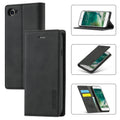 LC.IMEEKE Strong Magnetism Ultra-thin Horizontal Flip Shockproof Matte TPU + PU Leather Case with Holder & Card Slots & Wallet, For iPhone SE 2022 / SE 2020 / 8 / 7 For iPhone SE 2022 SE 2020 8 7 Black