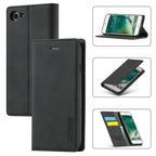 LC.IMEEKE Strong Magnetism Ultra-thin Horizontal Flip Shockproof Matte TPU + PU Leather Case with Holder & Card Slots & Wallet, For iPhone SE 2022 / SE 2020 / 8 / 7 For iPhone SE 2022 SE 2020 8 7 Black