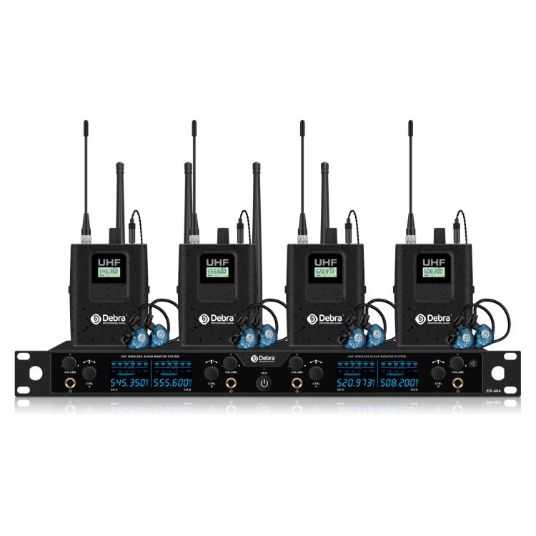 DEBRA ER-404 Professional Stage Monitoring System 4-in-1 Wireless In-Ear Headphones, US Plug, EU Plug, AU Plug, UK Plug US Plug