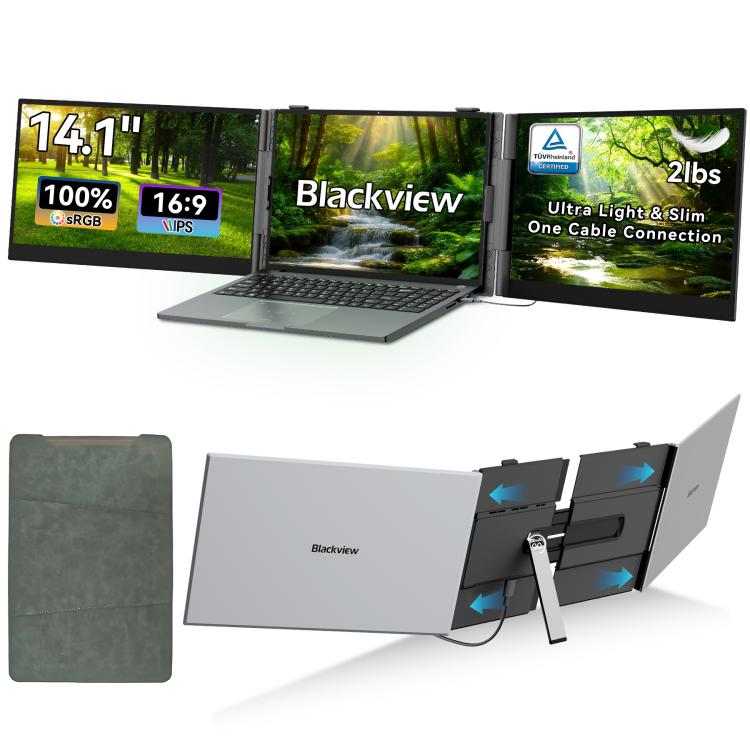 Blackview DCM6 Pro 14 inch Dual Screen Portable Laptop Extension Monitor with Stand, DCM6 Pro – Aluminum Alloy, TPU, Ultra-thin