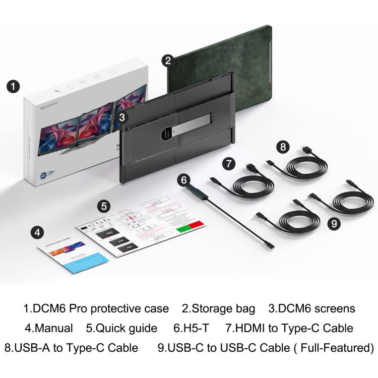 Blackview DCM6 Pro 14 inch Dual Screen Portable Laptop Extension Monitor with Stand, DCM6 Pro – Aluminum Alloy, TPU, Ultra-thin