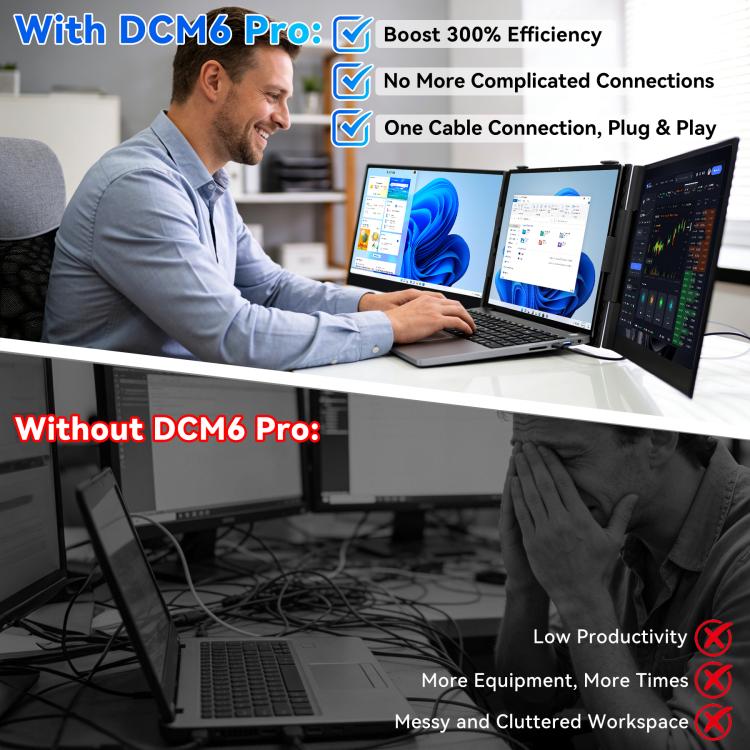 Blackview DCM6 Pro 14 inch Dual Screen Portable Laptop Extension Monitor with Stand, DCM6 Pro – Aluminum Alloy, TPU, Ultra-thin