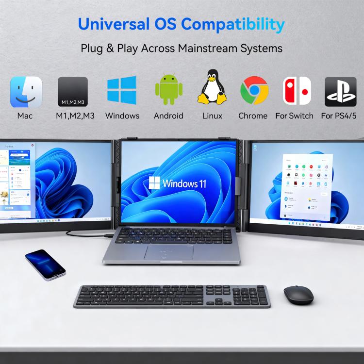 Blackview DCM6 Pro 14 inch Dual Screen Portable Laptop Extension Monitor with Stand, DCM6 Pro – Aluminum Alloy, TPU, Ultra-thin