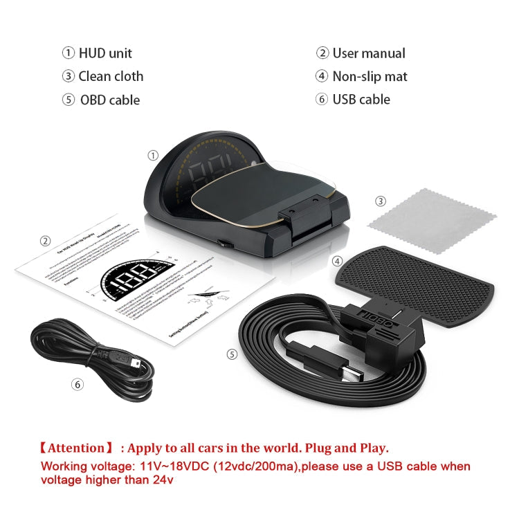 C700S OBD2 + GPS Mode Car HUD Head-up Display Fault Alarm, C700S – Durable Build, Easy to Use