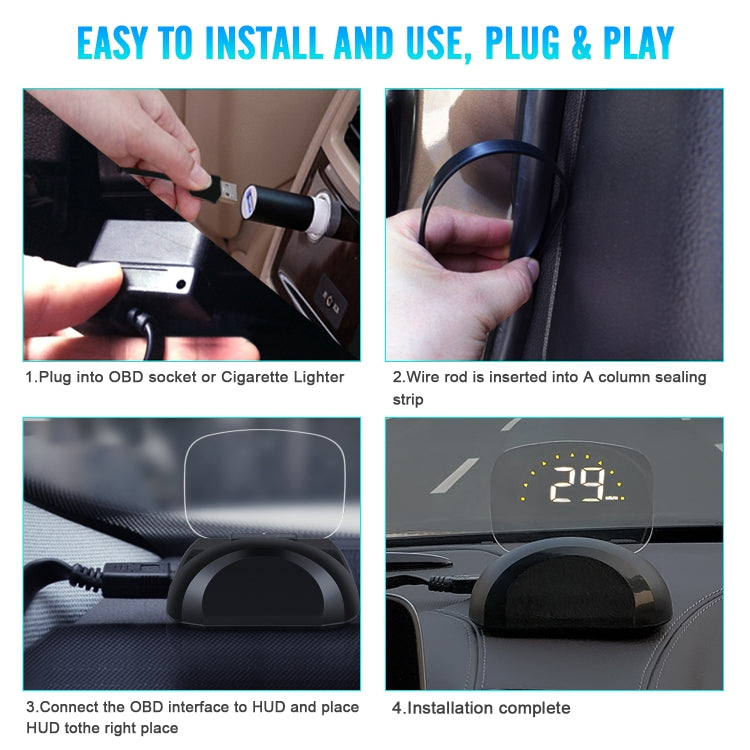 C700S OBD2 + GPS Mode Car HUD Head-up Display Fault Alarm, C700S – Durable Build, Easy to Use