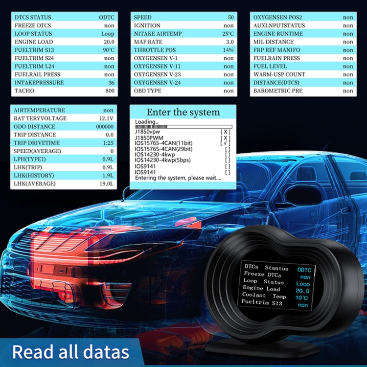 F9 OBD2 + GPS Mode Car HUD Head-up Display Speed / Water Temperature / Voltage Display, F9 OBD2 GPS – Bluetooth