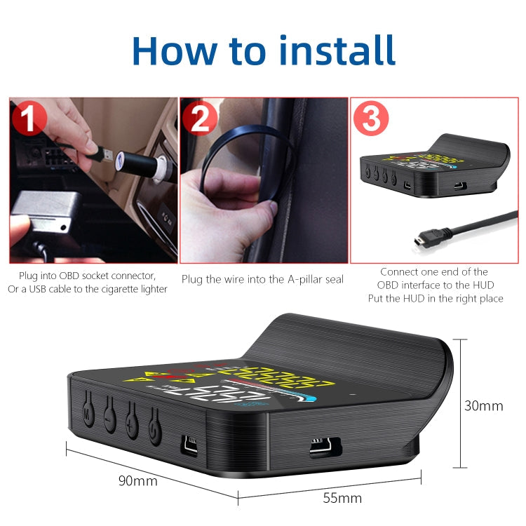 M17 Car HUD Head-up Display GPS Speed Meter Car OBD2 Diagnostic Tool, M17