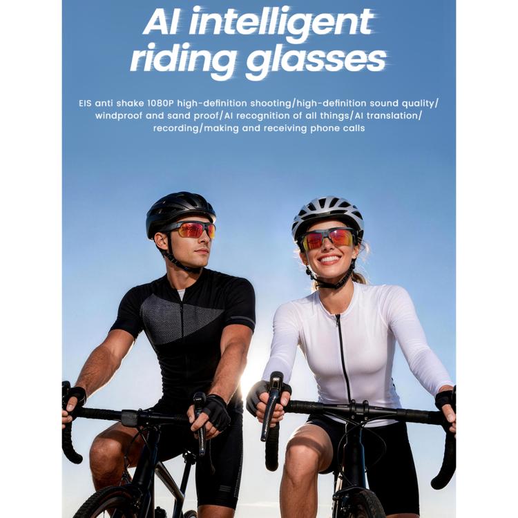 E08 13MP 1080P 30FPS AI Cycling Smart Glasses with Voice / Calling – Aluminum Alloy