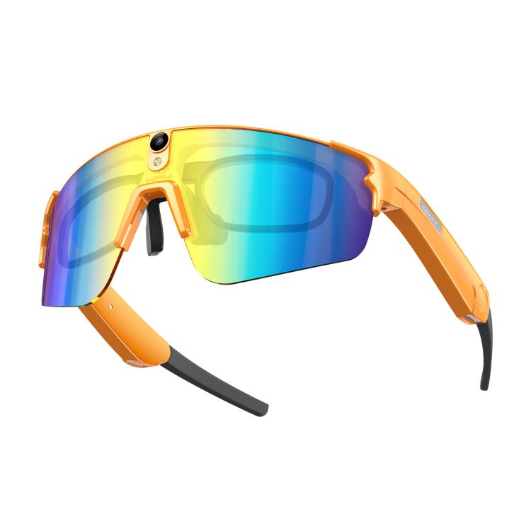 L085 8MP Dual-Mic Noise Cancellation AI Cycling Smart Glasses with Voice Assistant / Calling – Magnetic Orange