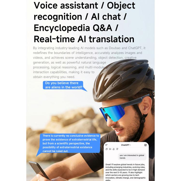 L085 8MP Dual-Mic Noise Cancellation AI Cycling Smart Glasses with Voice Assistant / Calling
