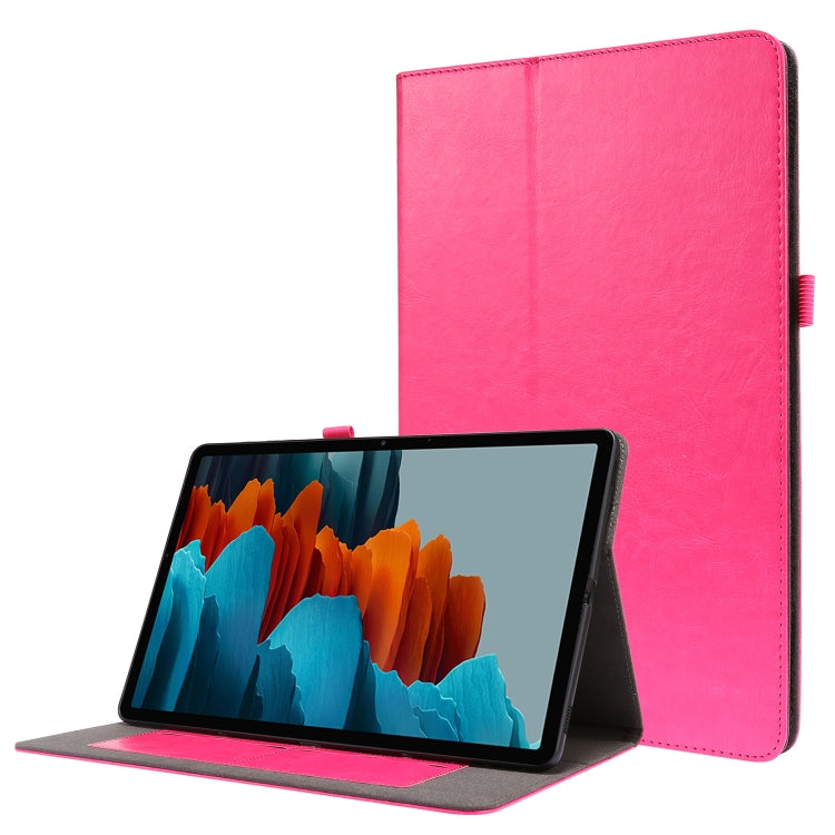 Crazy Horse Texture Horizontal Flip Leather Case with 2-folding Holder & Card Slot – Card Slot, Flip, Leather, For Samsung Galaxy Tab S8+ / Tab S8 Plus / Tab S7 FE / Tab S7+ / T970, For Samsung Galaxy Tab A7 (2020) For Samsung Galaxy Tab S8+ Tab S8 Plus Tab S7 FE Tab S7+ T970 Rose Red