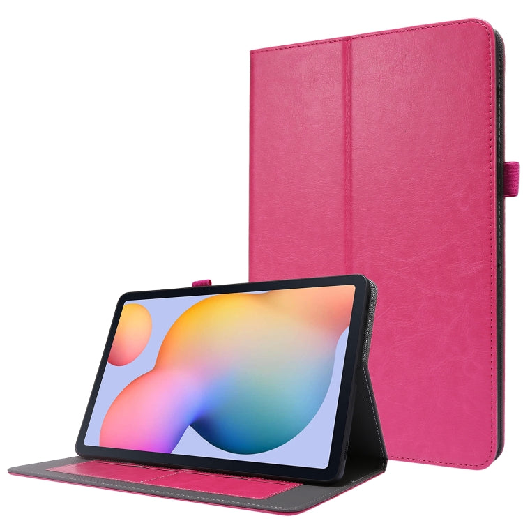 Crazy Horse Texture Horizontal Flip Leather Case with 2-folding Holder & Card Slot – Card Slot, Flip, Leather, For Samsung Galaxy Tab S8+ / Tab S8 Plus / Tab S7 FE / Tab S7+ / T970, For Samsung Galaxy Tab A7 (2020) For Samsung Galaxy Tab S8 Galaxy Tab S7 SM-870 Rose Red