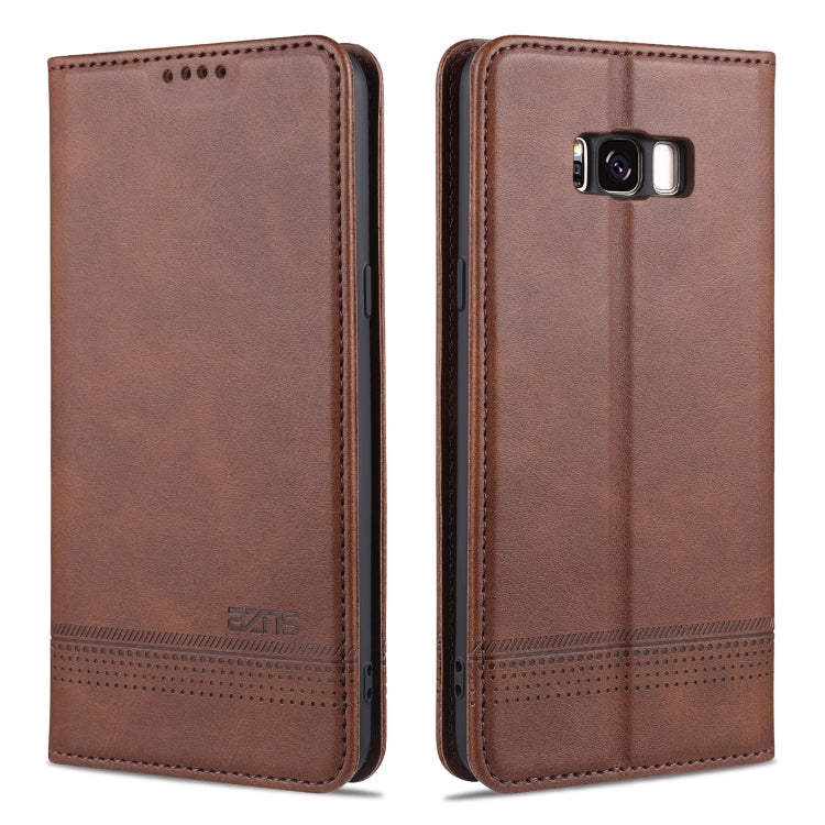 AZNS Magnetic Calf Texture Horizontal Flip Leather Case with Card Slots & Holder & Wallet, For Samsung Galaxy S8, For Samsung Galaxy S8+, For Samsung Galaxy S9, For Samsung Galaxy S9+ For Samsung Galaxy S8 Dark Brown