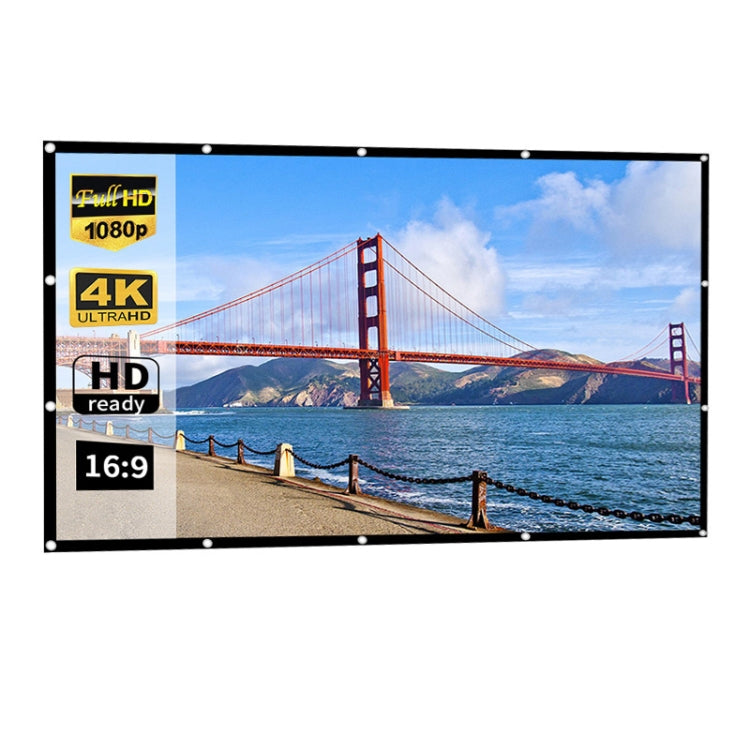 Simple Folding Thin Polyester Projector Film Curtain, 60 inch (16:9) Projection Area: 132x75cm, 60 inch (4:3) Projection Area: 120x90cm, 72 inch (16:9) Projection Area: 159x90cm, 72 inch (4:3) Projection Area: 146x110cm                                 ... 60 inch (16:9) Projection Area: 132x75cm