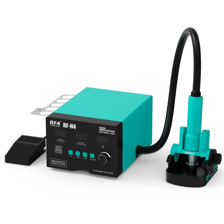 RF4 RF-H4 1200W 4 Memory Channels Hot Air Gun Digital Display Intelligent BGA Rework Station with Cold Air Pedal, RF-H4 RF-H4 EU Plug